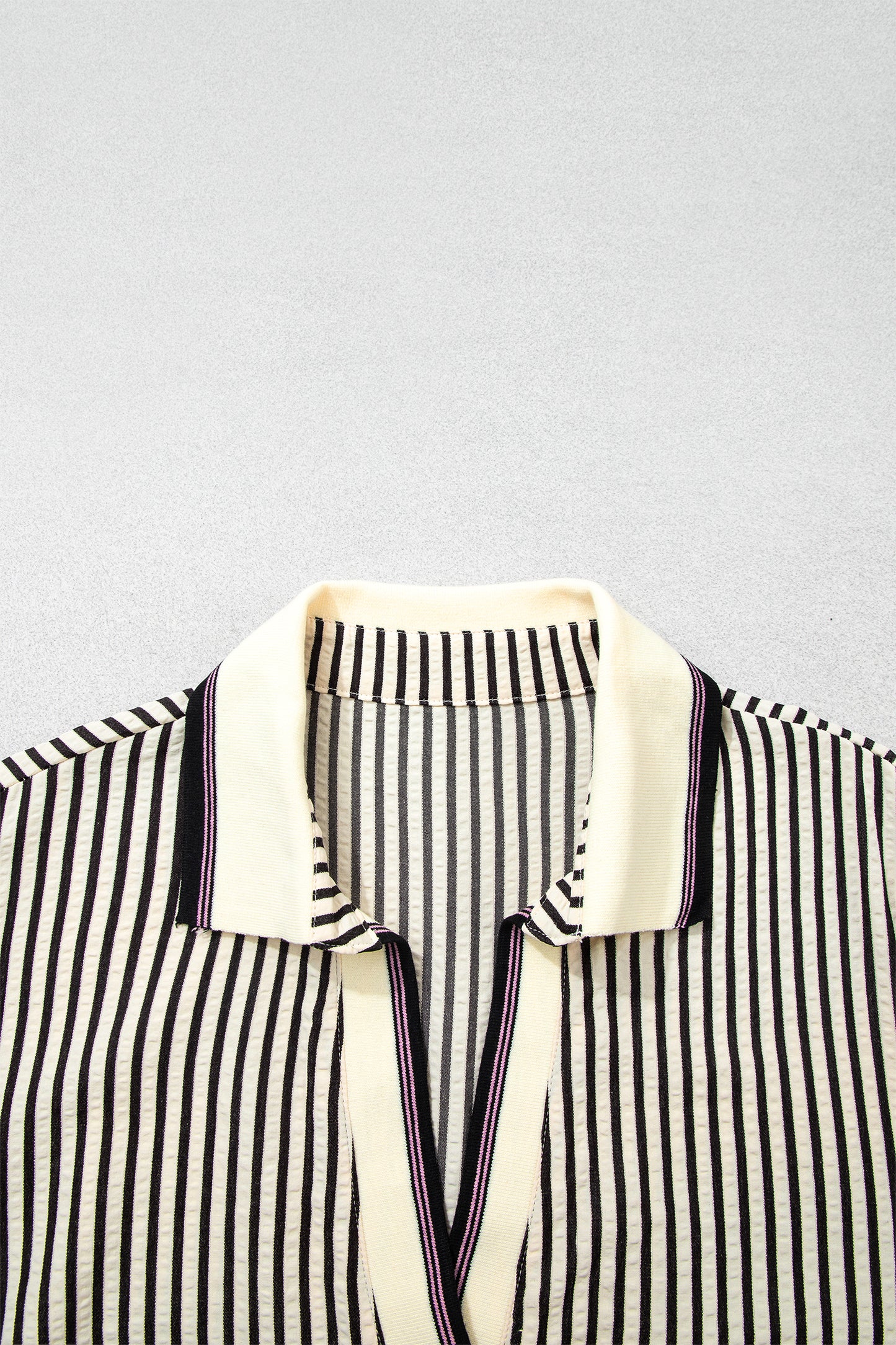 Black Stripe Patchwork Striped V Neck Tunic Plus Size Blouse