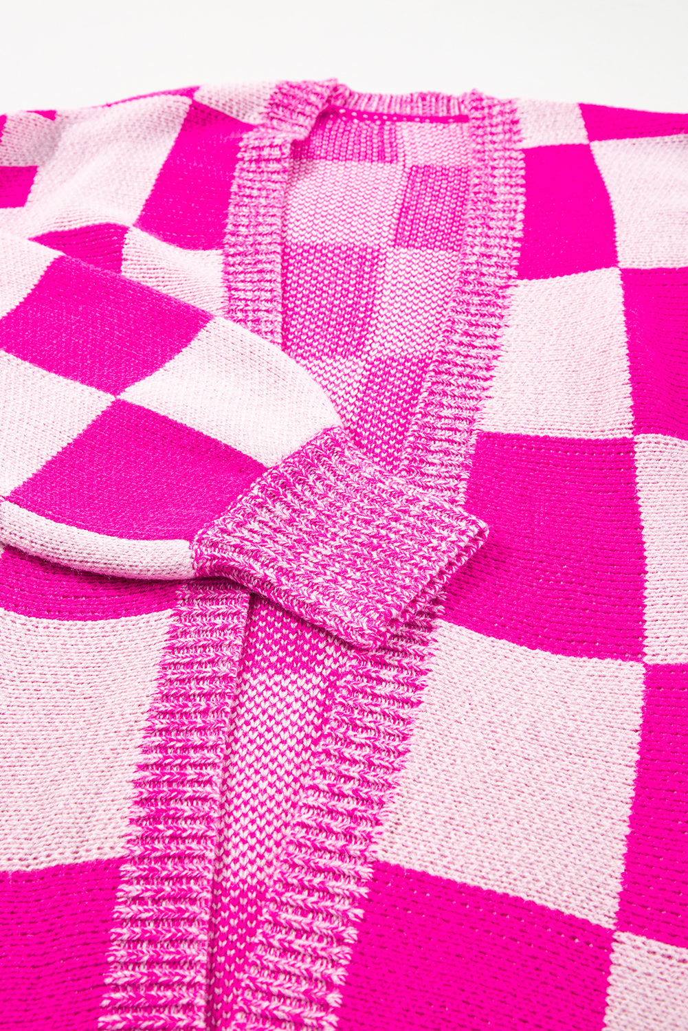 Pink Checkered Cardigan