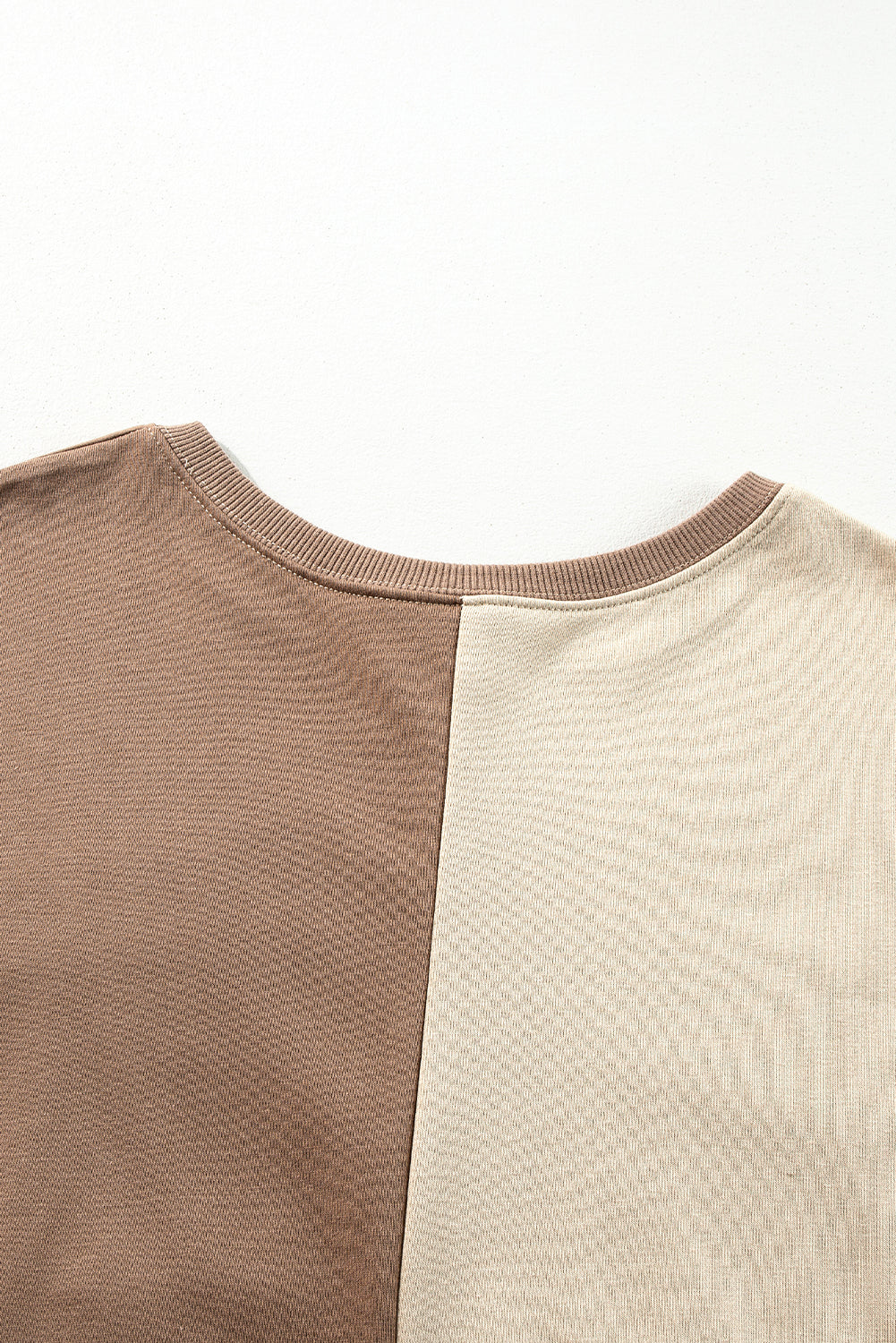 Pink Colorblock High Low Loose Henley Sweatshirt