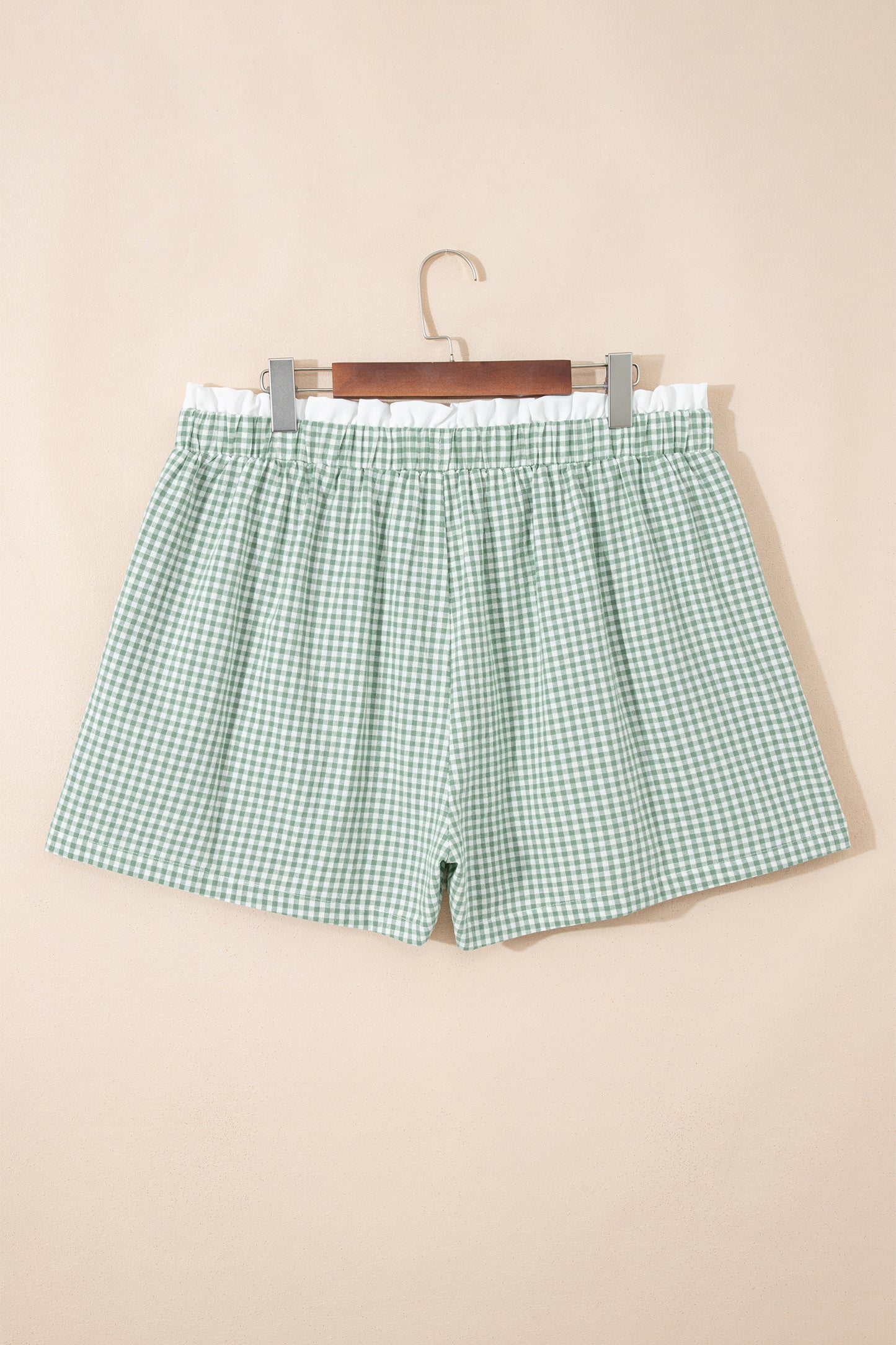 Black Contrast Trim Plaid Print Plus Size Shorts