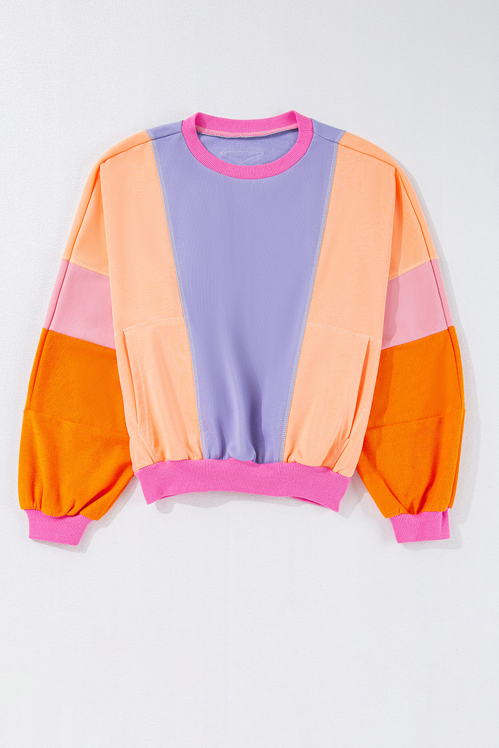 Orchid Petal Colorblock Patchwork Drop Shoulder Top