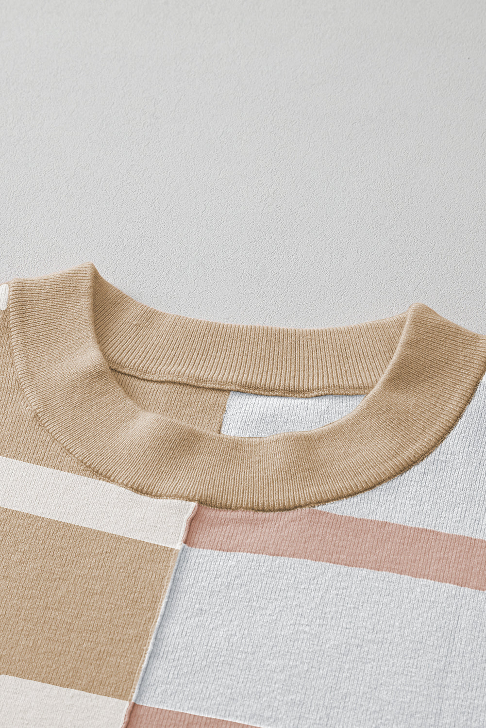 Khaki Stripe Exposed Seam Loose Sweatshirts