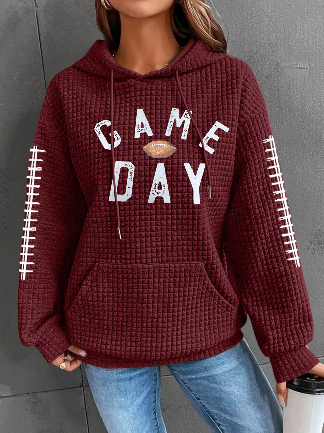 GAME DAY Football Drawstring Long Sleeve Hoodie