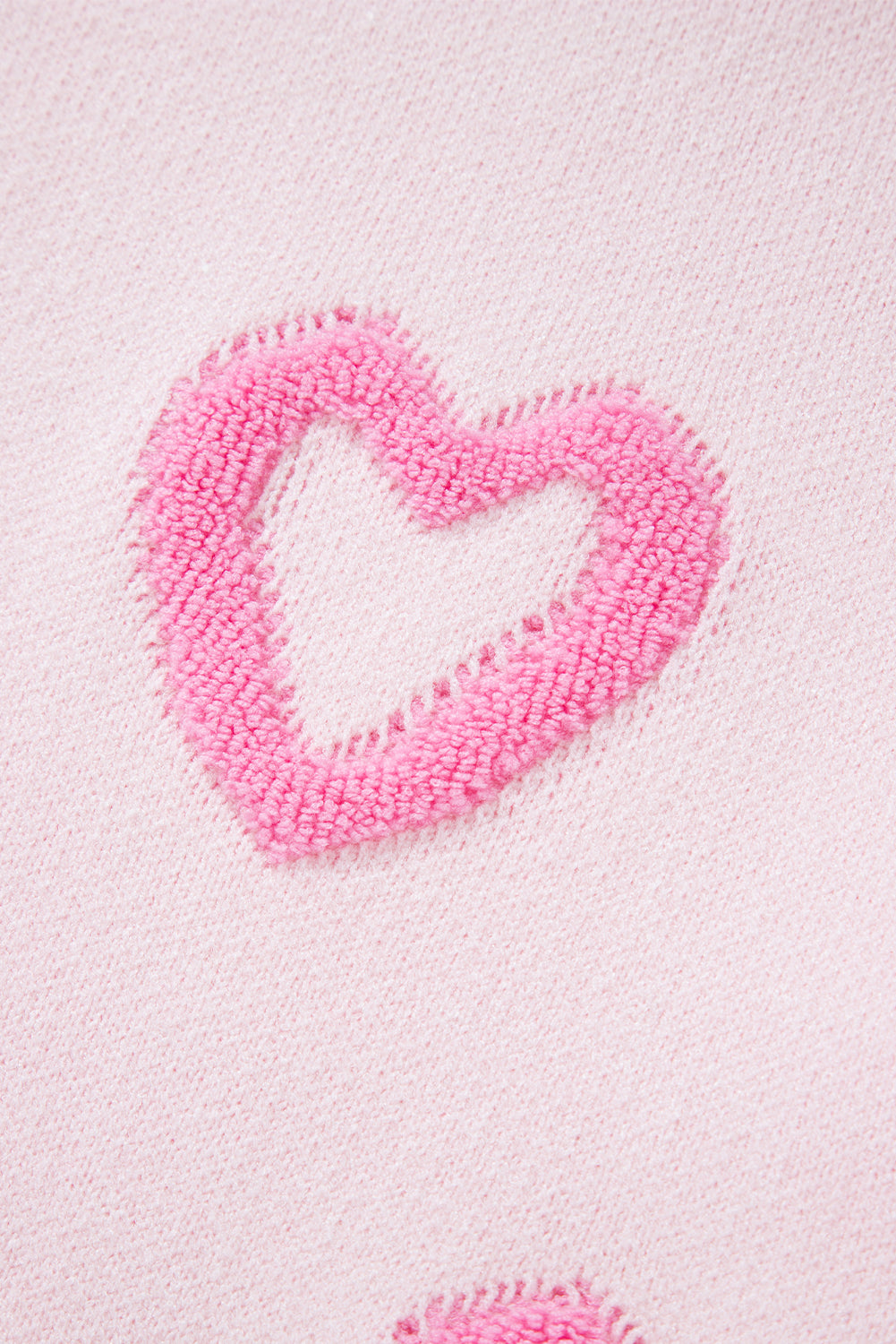 Pink Heart Shape Bubble Sleeve Baggy Sweater