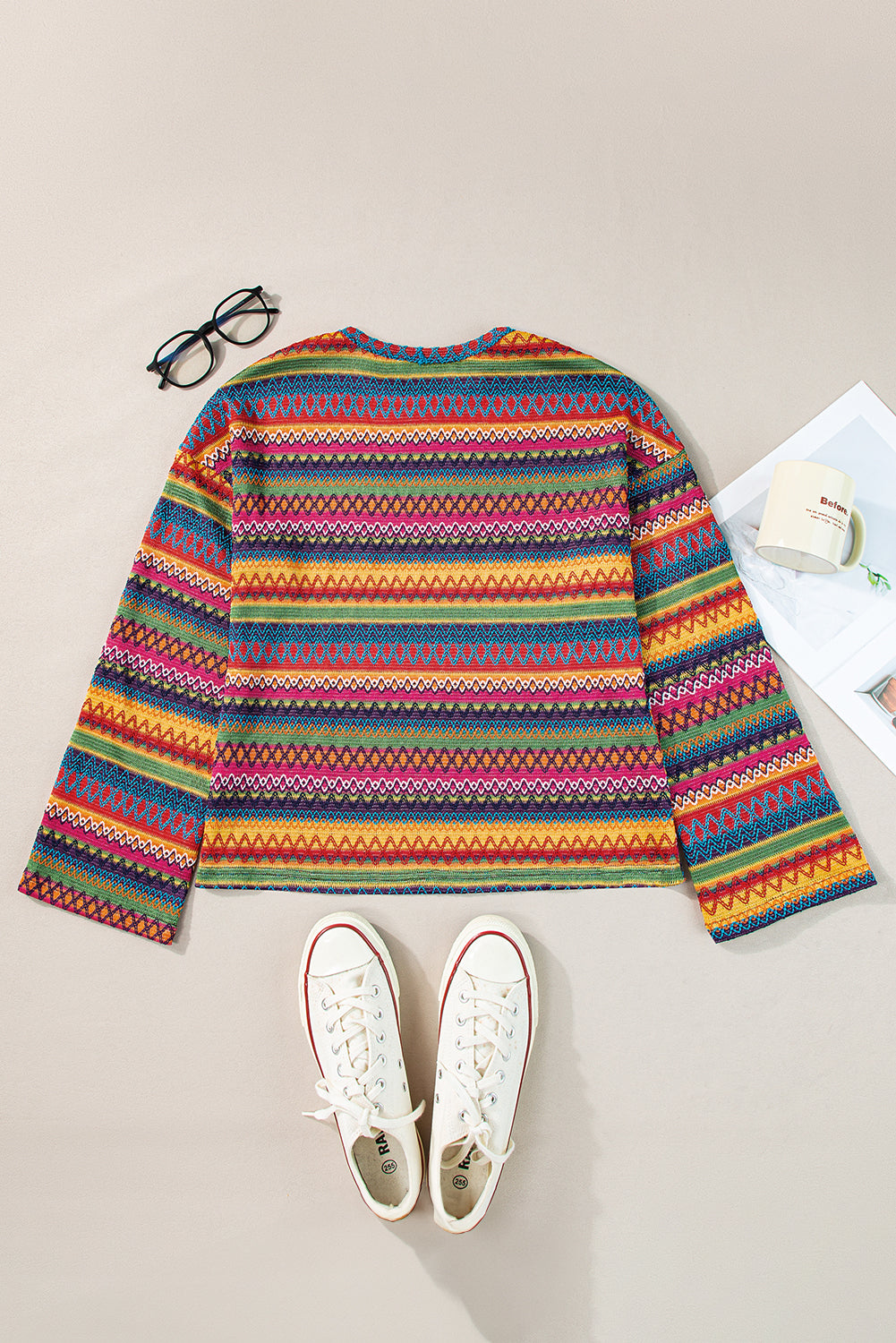 Multicolor Drop Shoulder Knit Top