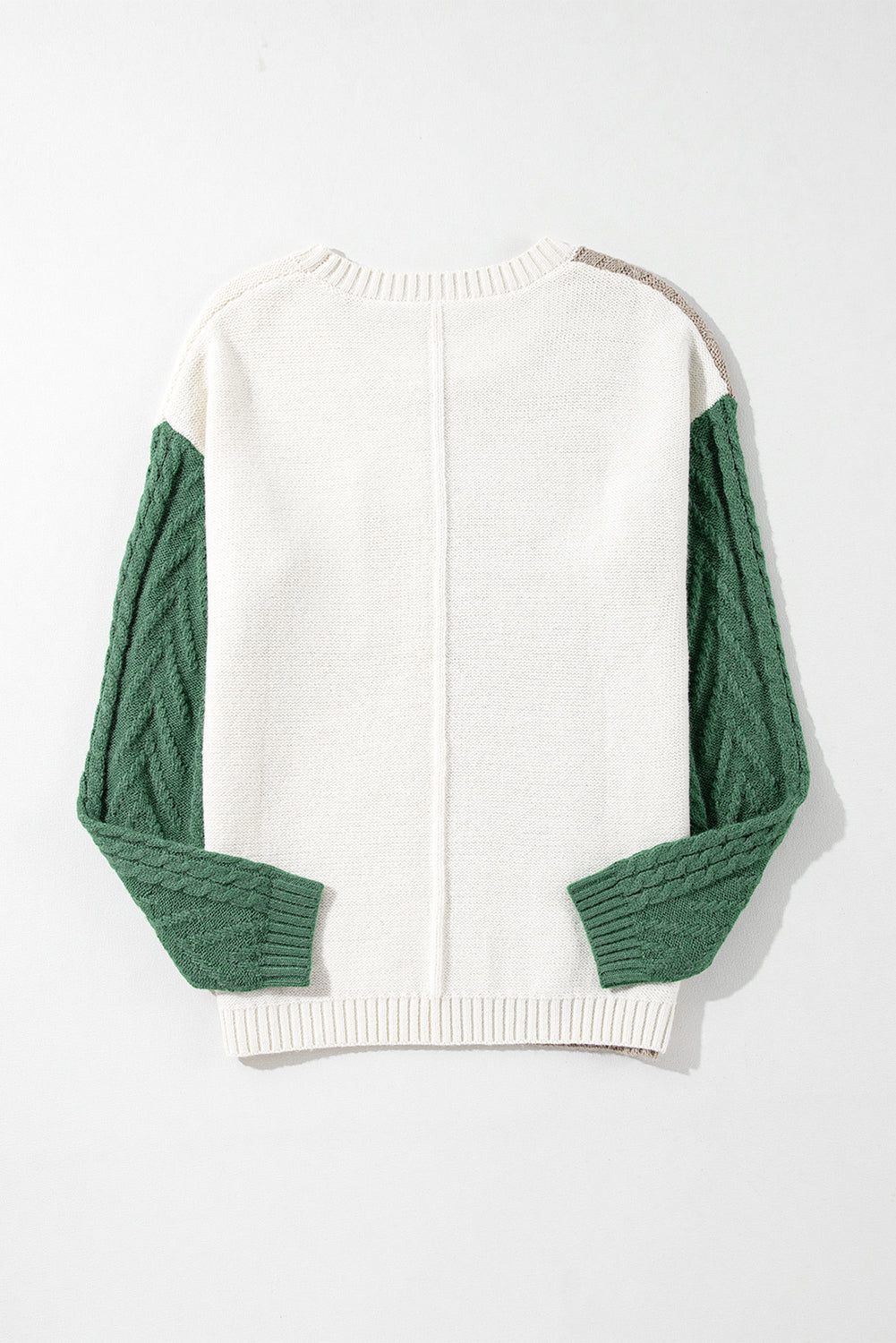 Vineyard Green Colorblock Pocket Drop Shoulder Sweater