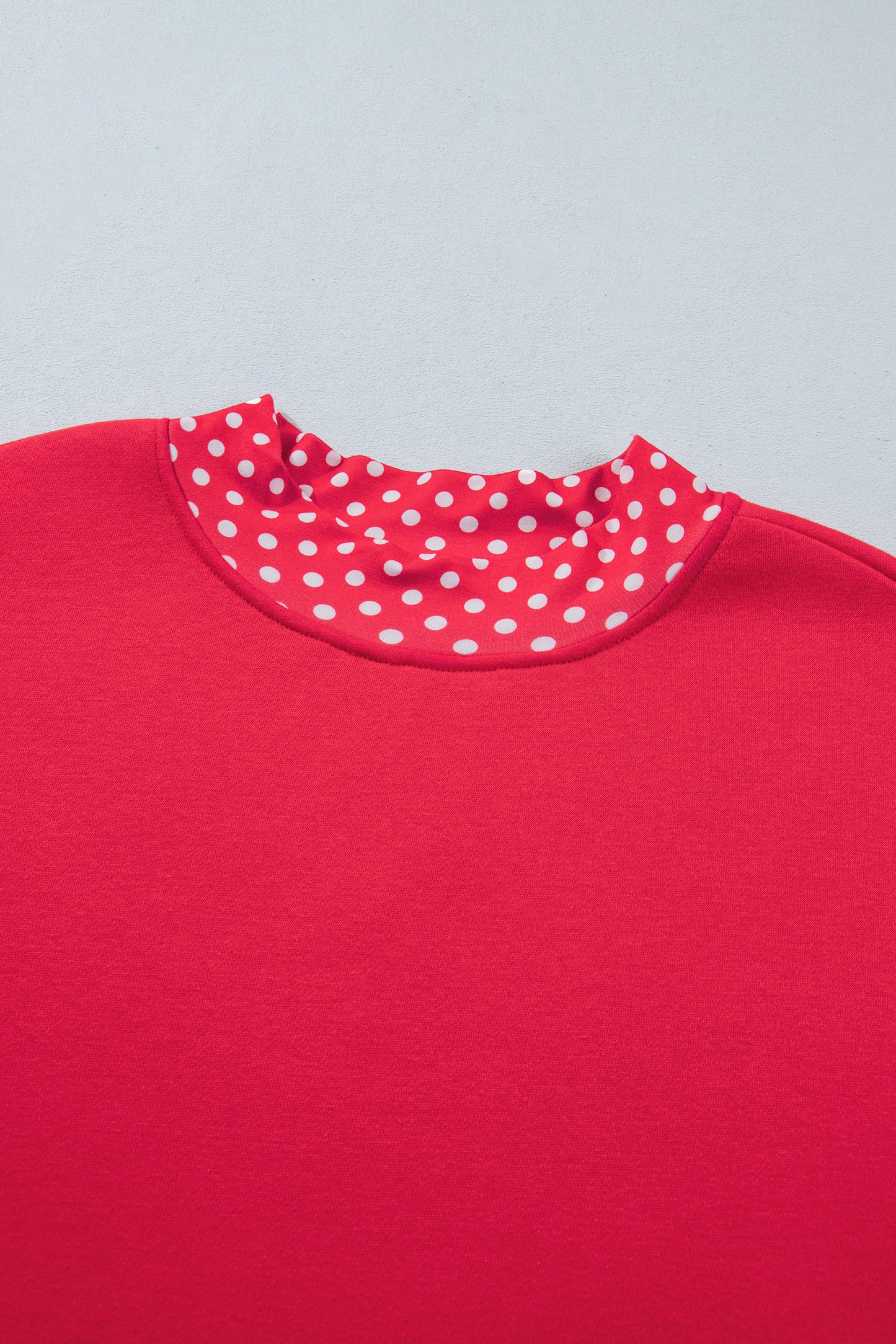 Red Colorblock Polka Dot Contrast Trim Oversized Sweatshirt