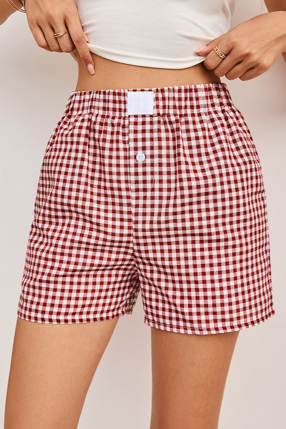 Vintage Plaid Print High Waisted Loose Wide Leg Shorts