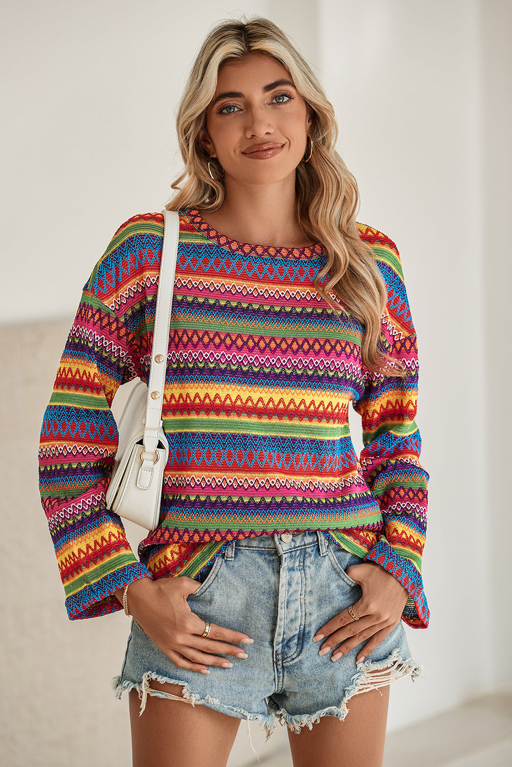 Multicolor Drop Shoulder Knit Top