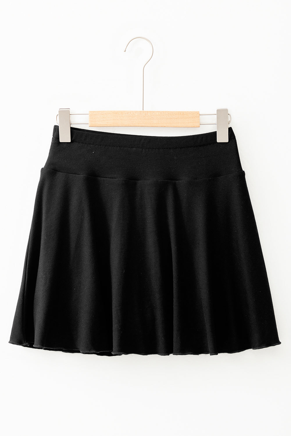 Black A-line Draped High Waist Pocketed Lined Skort