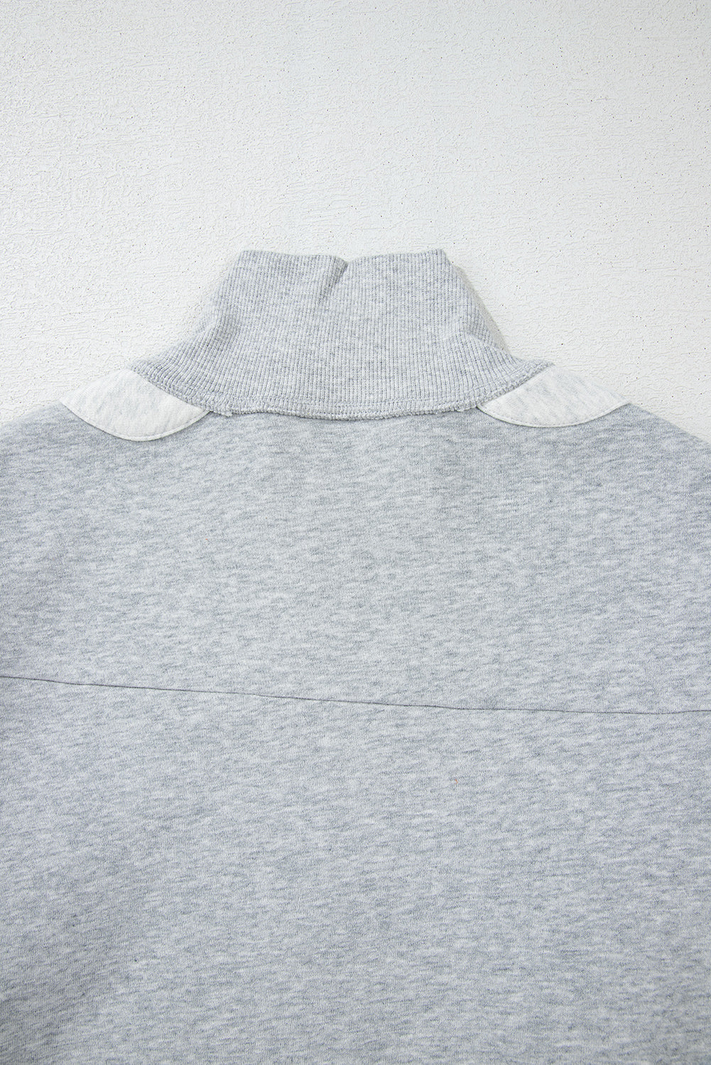 Gray Zip Collar Colorblock Side Slits Sweatshirt