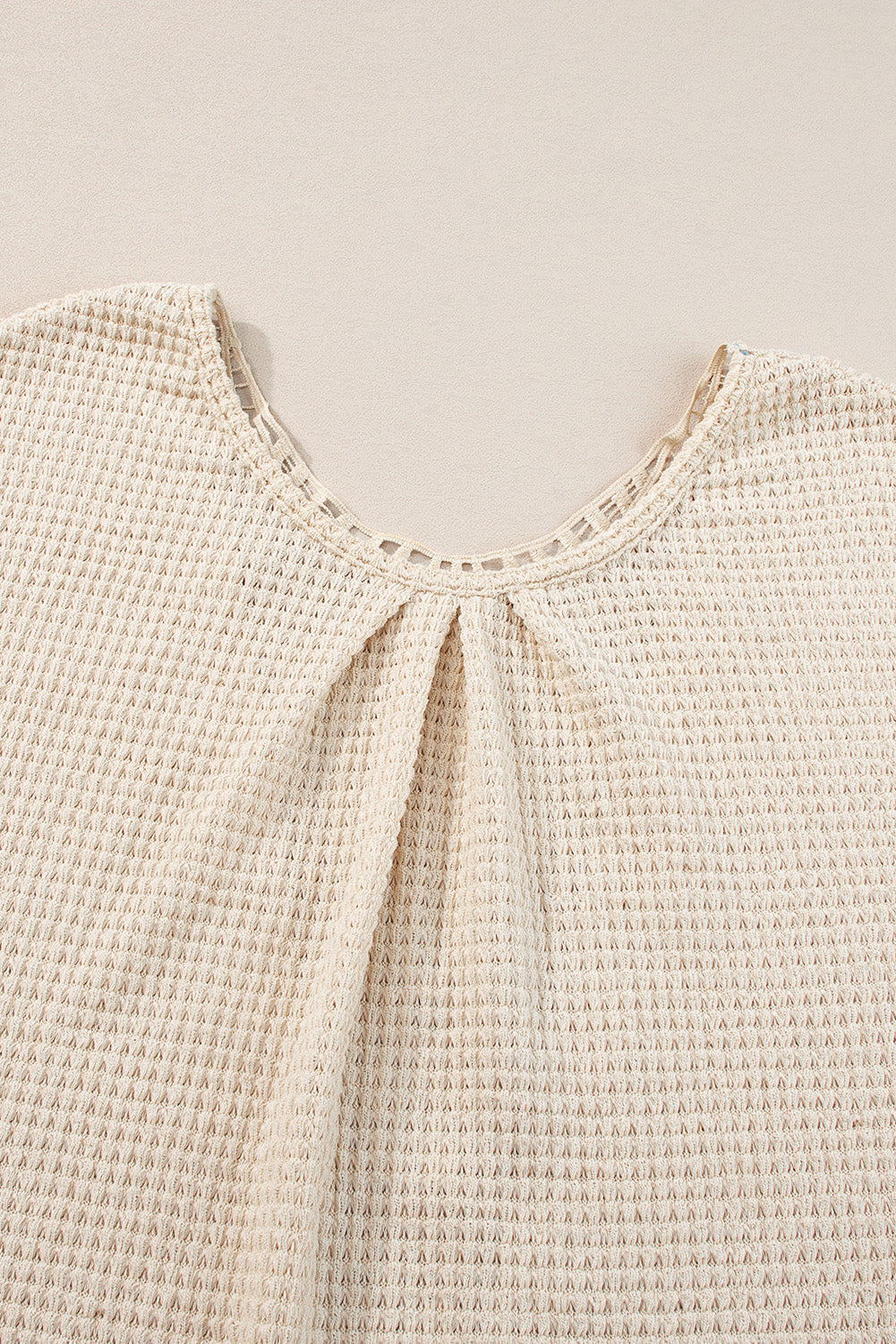 Oatmeal Lace Back Waffle Textured T-shirt